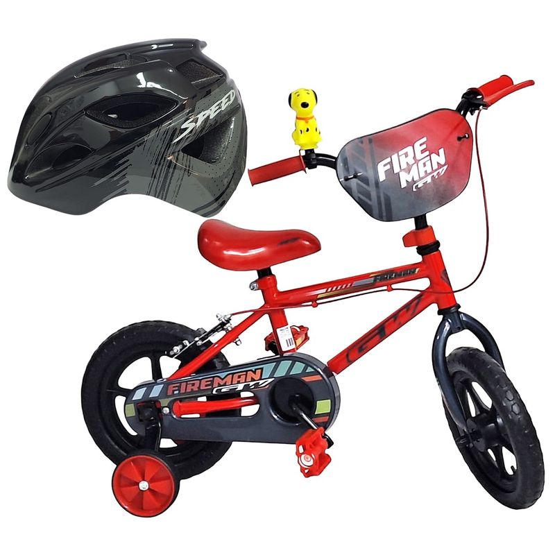 GW - Bicicleta Casco Niño Rin 12 Con Ruedas Auxiliares