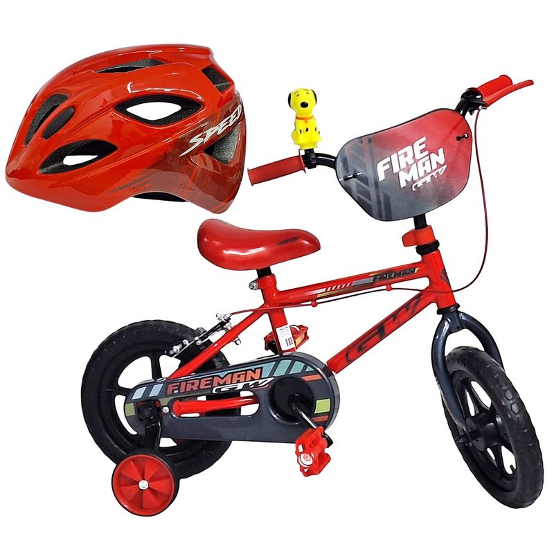 GW - Bicicleta Casco Niño Rin 12 Con Ruedas Auxiliares