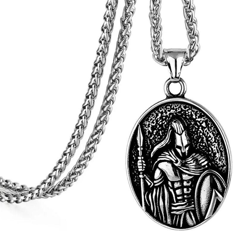 GENERICO - Collar Dije Guerrero Espartano Acero Color Plata Para Hombre