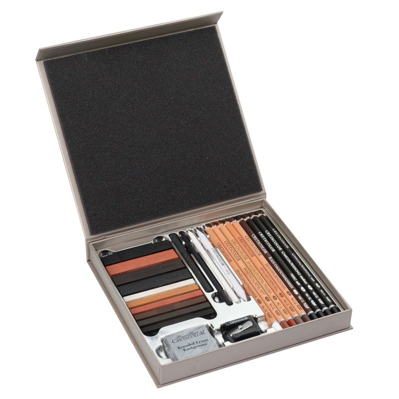 CRETACOLOR - Set De Dibujo Cretacolor X25 Piezas Pasteles Carboncillos