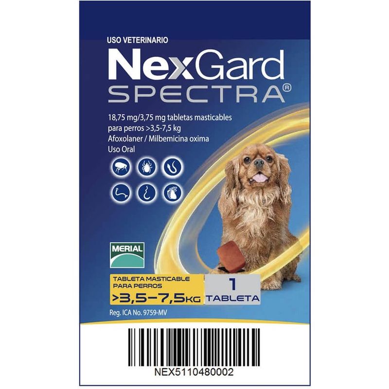 BOEHRINGER INGELHEIM - Nexgard Spectra Parasitos Pulgas Garrapatas Perros 3.5 A 7.5Kg