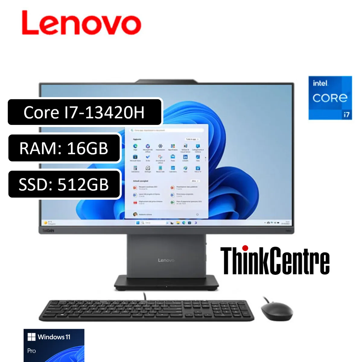 LENOVO - TODO EN UNO LENOVO THINKCENTRE NEO INTEL CORE I7-13420H RAM 16GB SSD 512GB 23.8