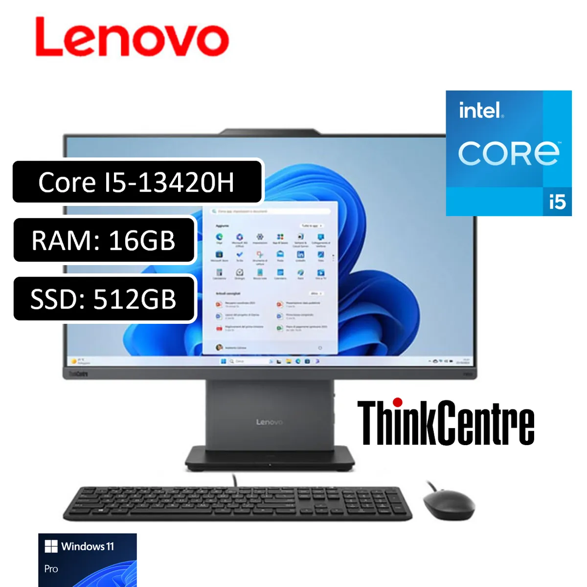 LENOVO - TODO EN UNO LENOVO THINKCENTRE NEO INTEL CORE I5-13420H RAM 16GB SSD 512GB 23.8