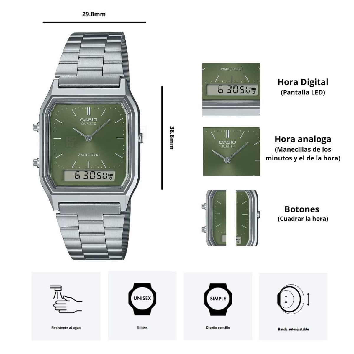 CASIO - Reloj Casio AQ-230A-3A Diseño Vintage