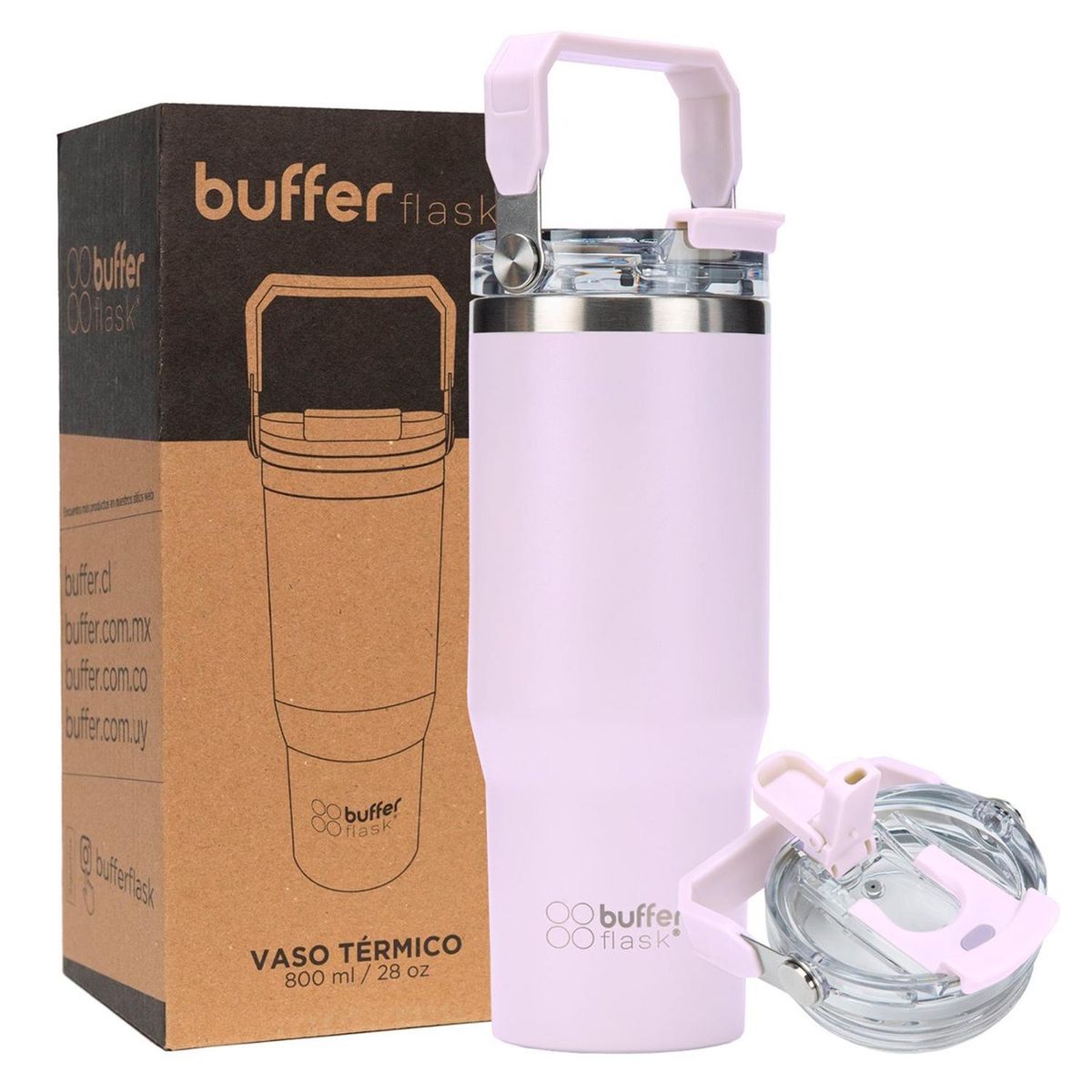 BUFFER FLASK - Termo Botella Termica Con Mango Buffer Acero Inoxidable - Lila