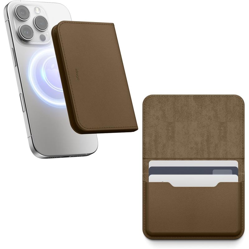 ELAGO - ELAGO Cartera Magnética De Cuero Vegano Para Celular Café