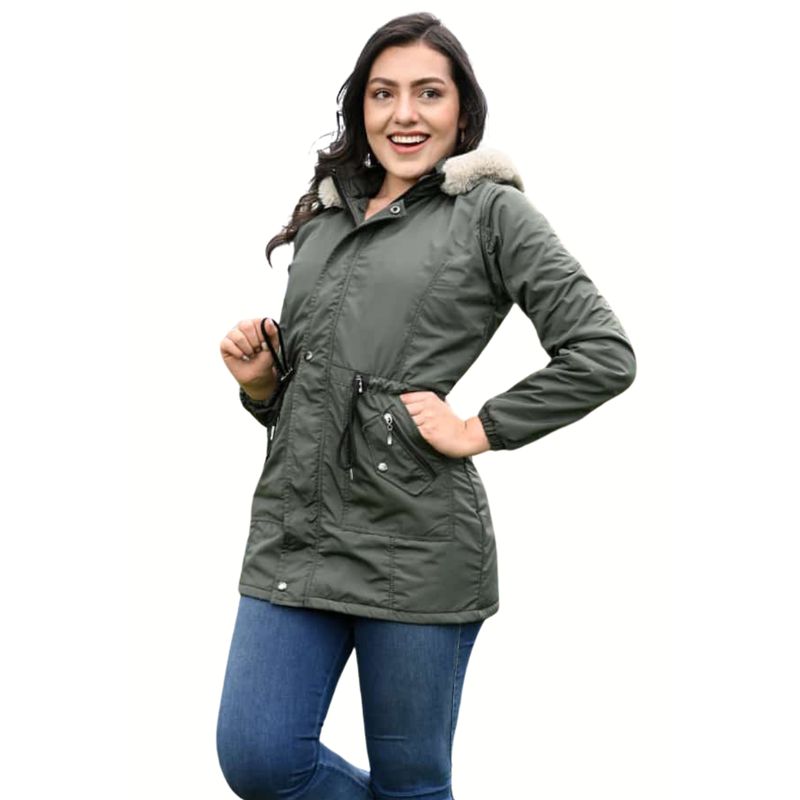 GENERICO - Chaqueta larga de mujer rompevientos forrada