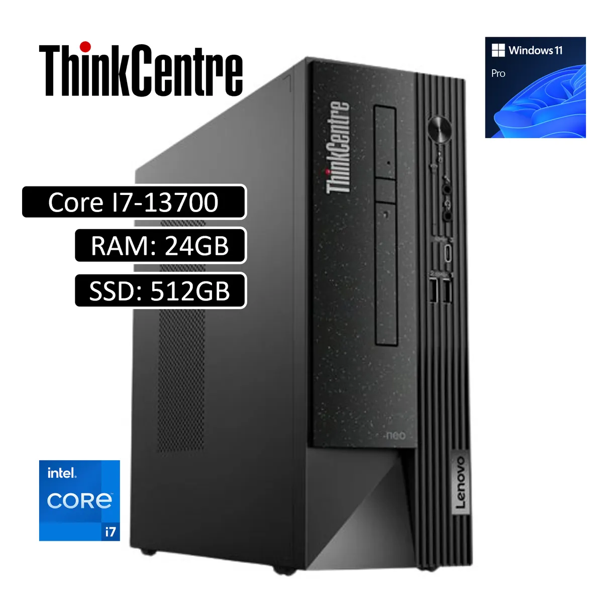 LENOVO - CPU Lenovo ThinkCentre Neo 50s Intel Core i7 13700 RAM 24GB SSD 512GB SSD W11Pro
