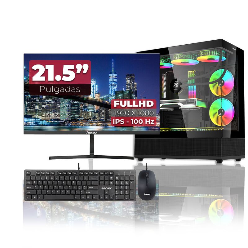 JANUS - Computador Gamer Ryzen 5 5600GT RAM 16GB SSD 1TB Monitor 22 Pulgadas 100Hz