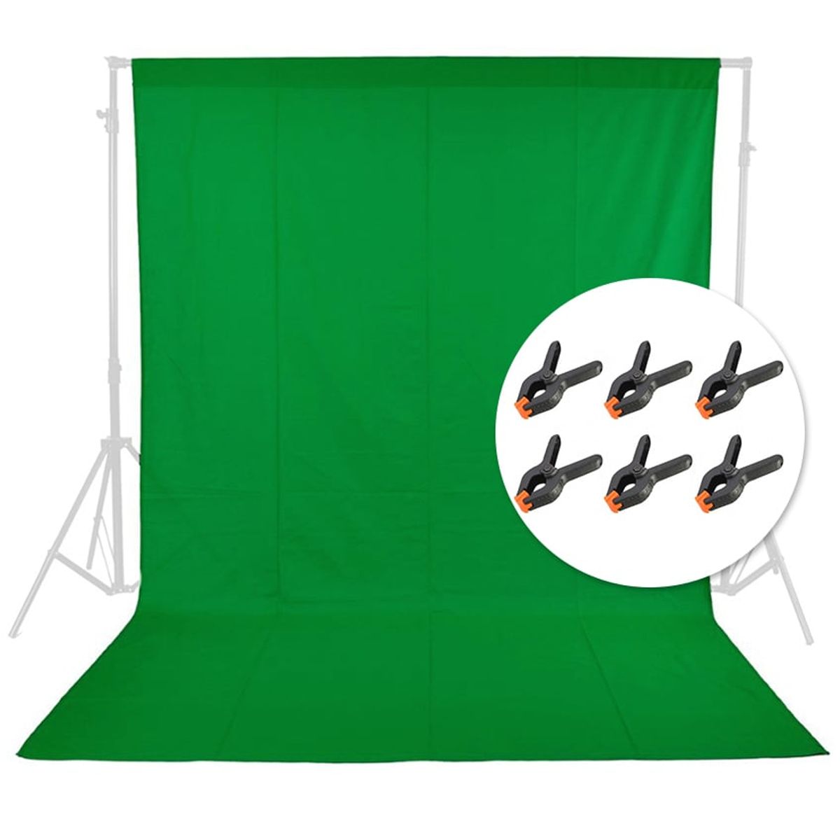 GENERICO - Kit Telón verde chromakey fondo de estudio 3m x 6m con pinzas