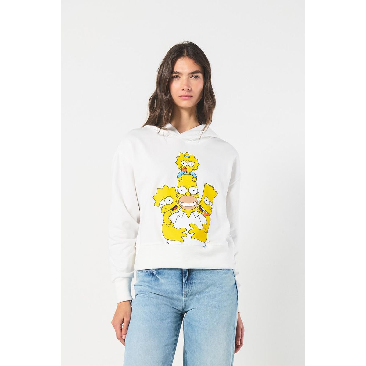 KOAJ - KOAJ Buzo crema claro con capota y diseño de Los Simpson Mujer
