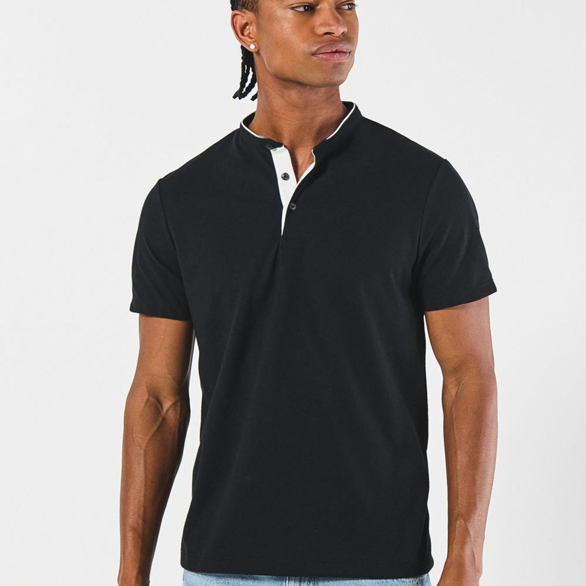 KOAJ - KOAJ Camiseta polo unicolor con cuello nerú y texturas Hombre