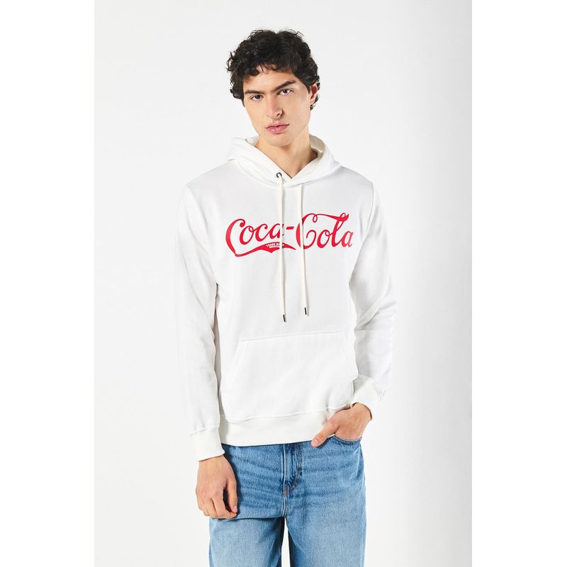 KOAJ - KOAJ Buzo con capota crema claro y diseño rojo de Coca-Cola HOMBRE