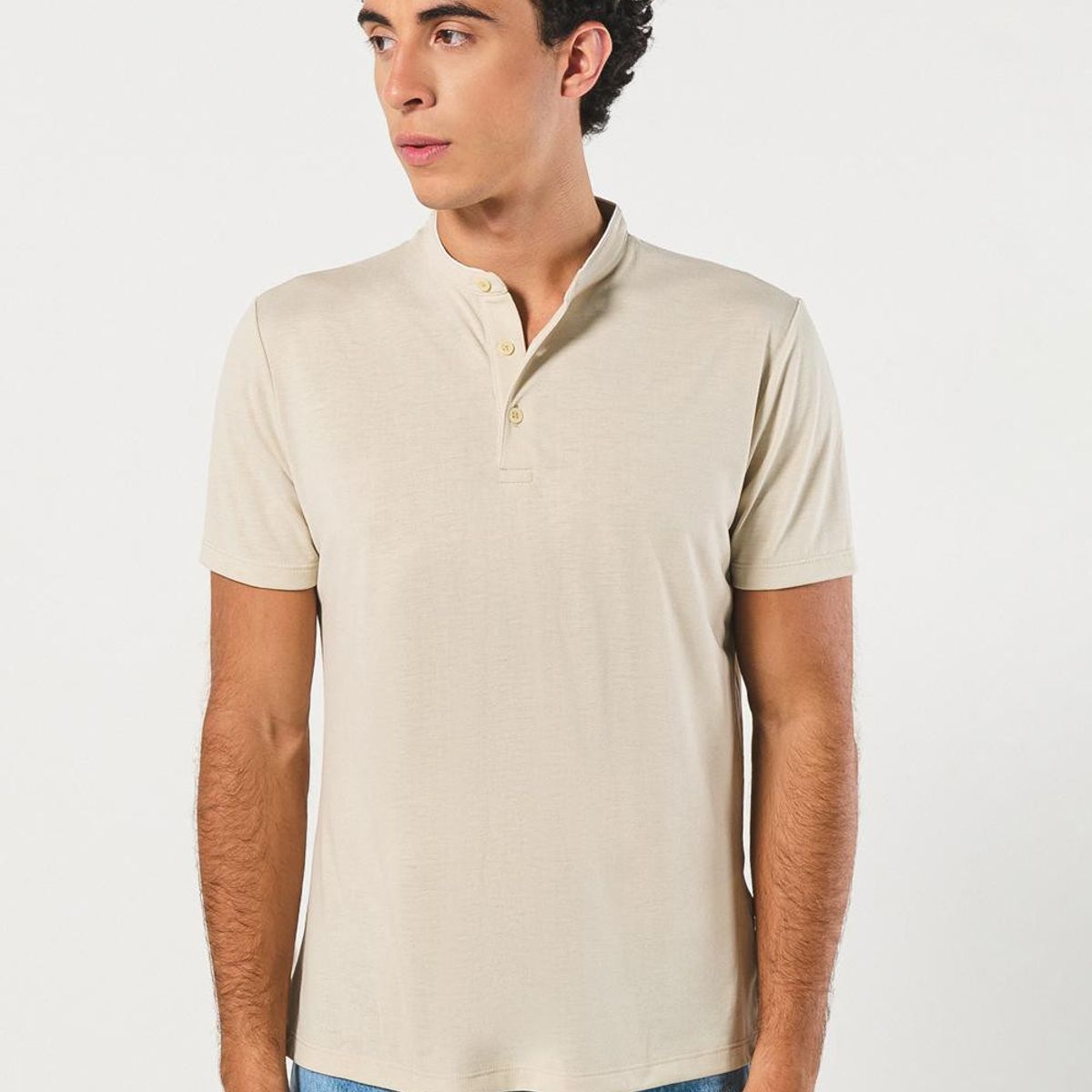 KOAJ - KOAJ Camiseta polo cuello nerú kaki con botones en pechera Hombre