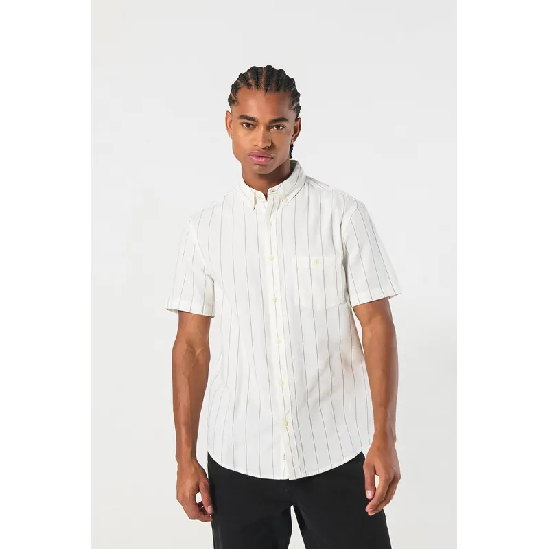 KOAJ - KOAJ Camisa con cuello button down, manga corta a rayas Hombre