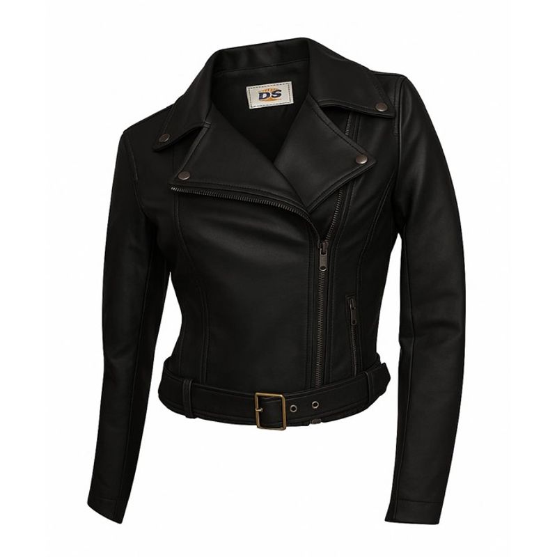 MODA EN CIRCUITO - Chaqueta Cruzada en  Cuero - tex Corta para Mujer