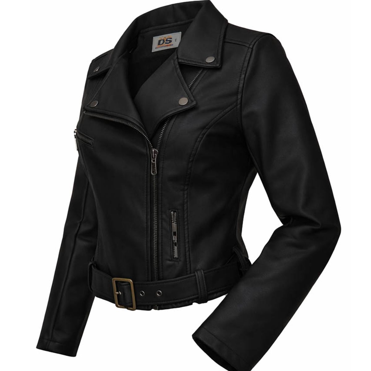 MODA EN CIRCUITO - Chaqueta Cruzada en  Cuero - tex Corta para Mujer