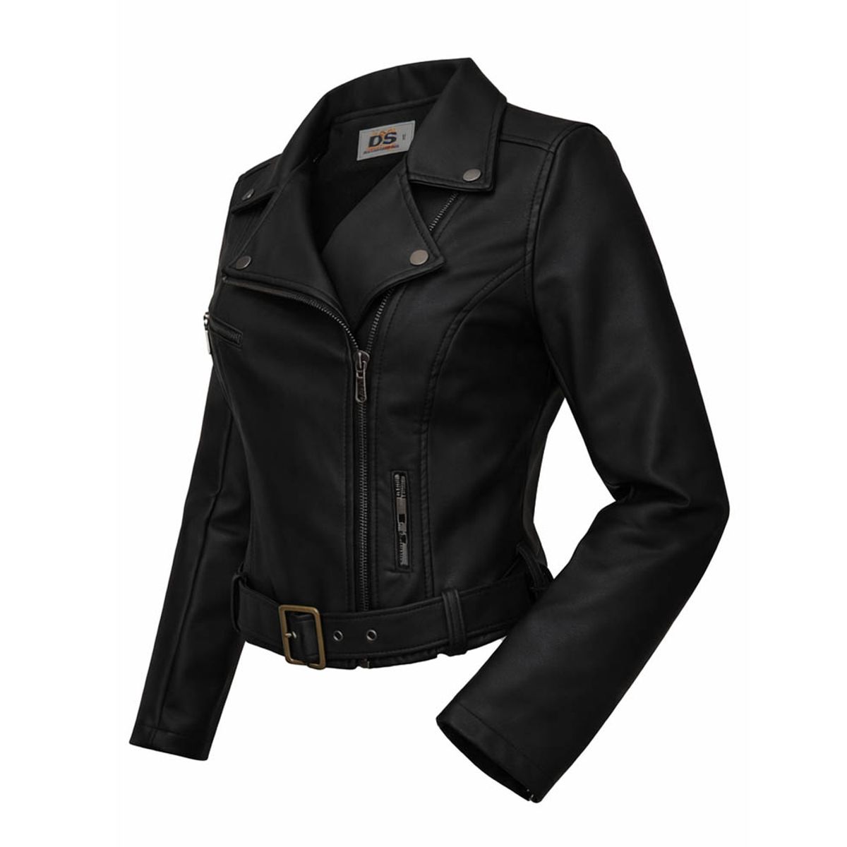 MODA EN CIRCUITO - Chaqueta Cruzada en  Cuero - tex Corta para Mujer