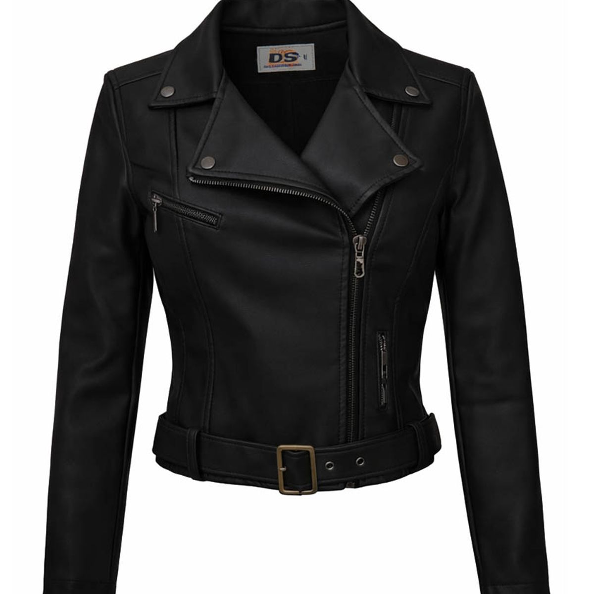 MODA EN CIRCUITO - Chaqueta Cruzada en  Cuero - tex Corta para Mujer