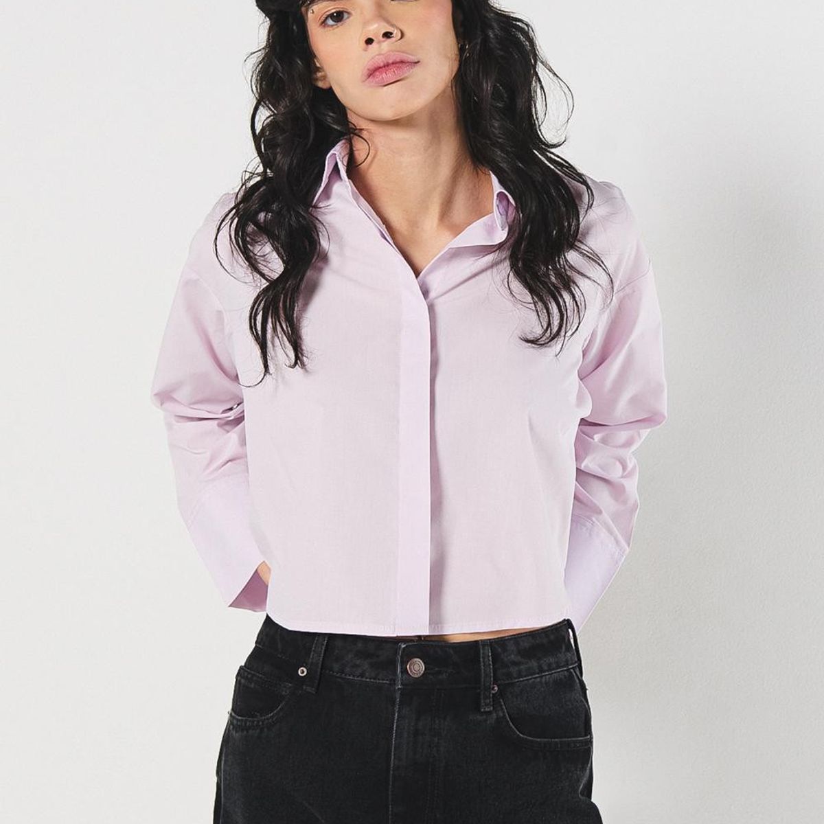 KOAJ - KOAJ Blusa unicolor manga larga amplia con abertura en espal Mujer