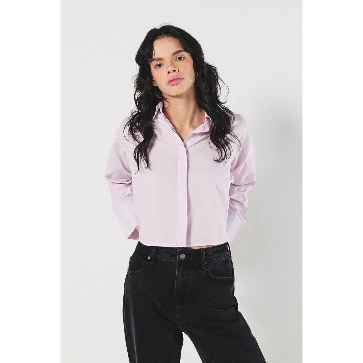 KOAJ - KOAJ Blusa unicolor manga larga amplia con abertura en espal Mujer