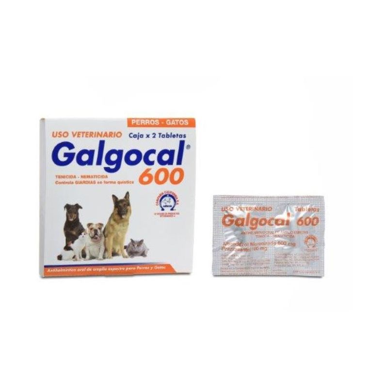 BOEHRINGER INGELHEIM - Galgocal 600 Antiparasitario Perros Gatos Caja X 2 Tabletas