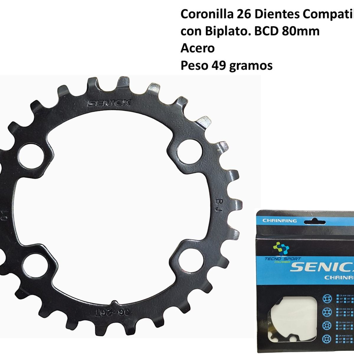 GENERICO - Plato Coronilla Senicx 11v Biplato 26 Dientes Mtb Bcd 80mm