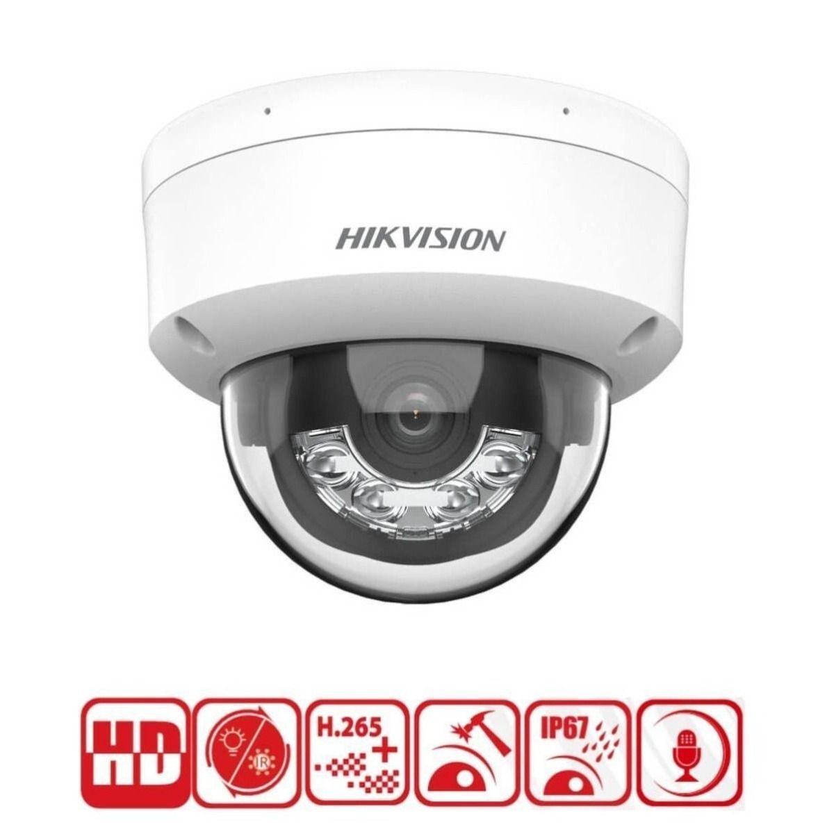 HIKVISION - Cámara Hikvision IP Domo 6MP Color Audio 2.8mm DS-2CD1163G2