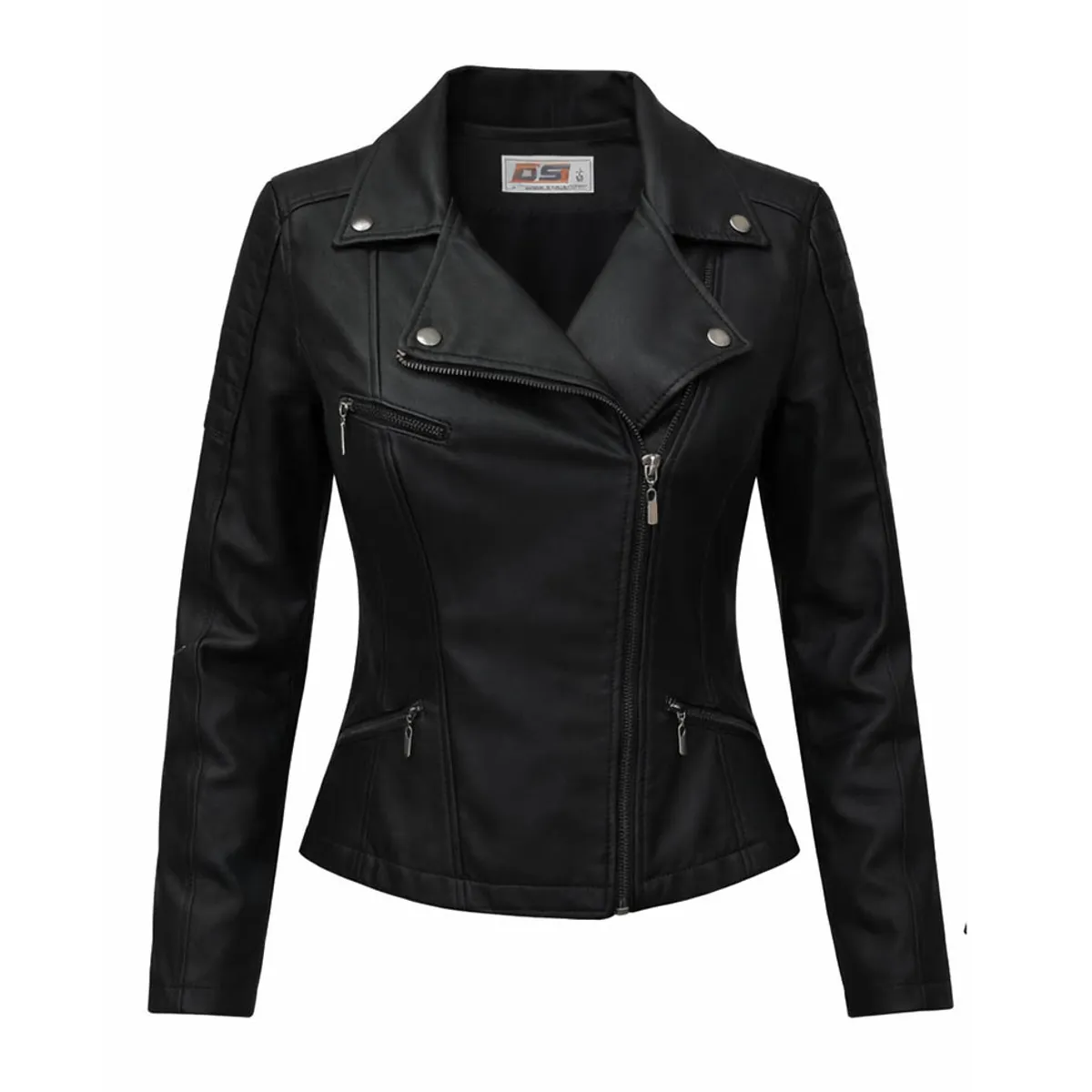 MODA EN CIRCUITO - Chaqueta Estilo Chamarra para Dama en Cuerotex