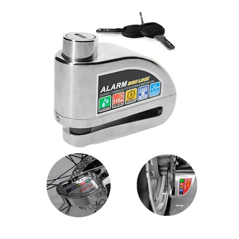 GENERICO - Candado Con Alarma Para Moto Bicicleta Freno De Disco 110db