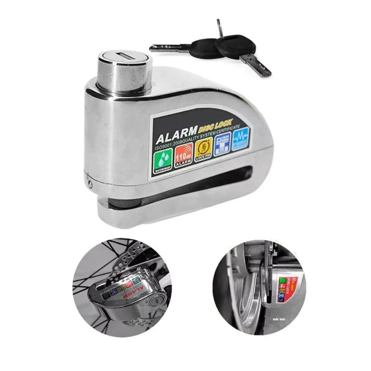 GENERICO - Candado Con Alarma Para Moto Bicicleta Freno De Disco 110db