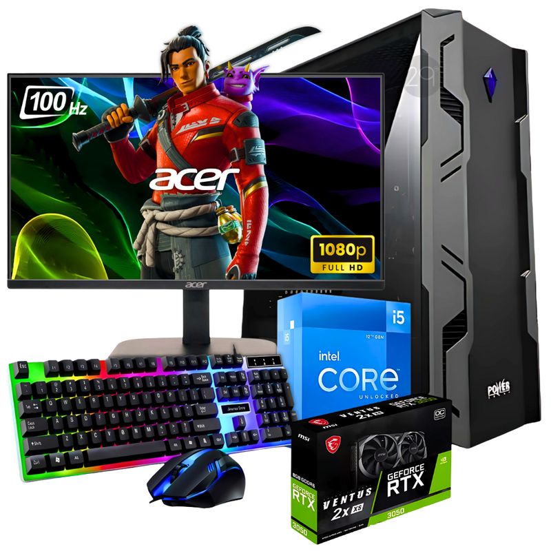INTEL - PC EQUIPO GAMER INTEL CORE I5 12400 RTX 3050 2GB SSD 512GB RAM 16GB LED 24" FHD