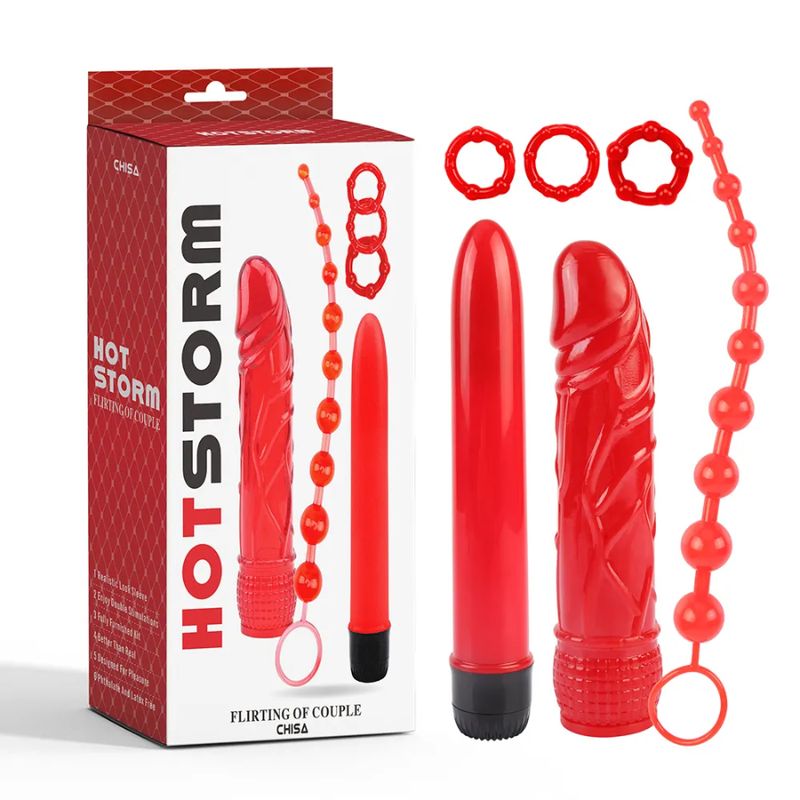 GENERICO - Kit Vibrador con Anillos Hot Storm