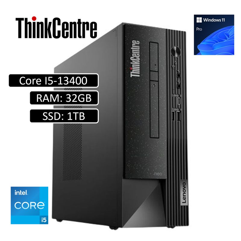 LENOVO - CPU Lenovo ThinkCentre Neo 50s Intel Core i5 13400 RAM 32GB SSD 1TB SSD W11Pro