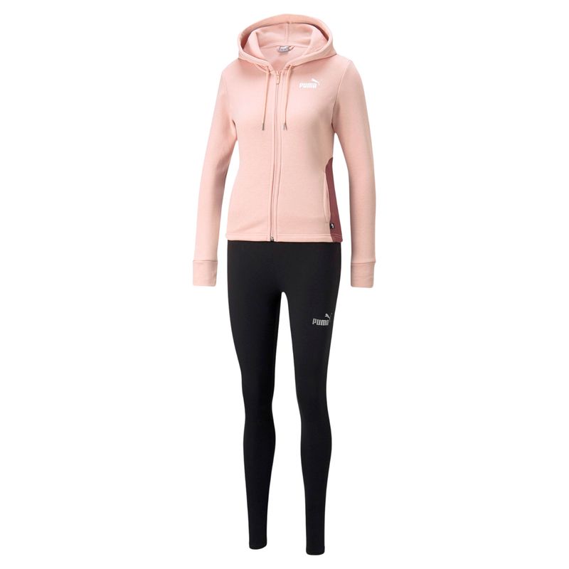 PUMA - Conjunto Puma Rosa Mujer Metallic Sweat Suit Fl.