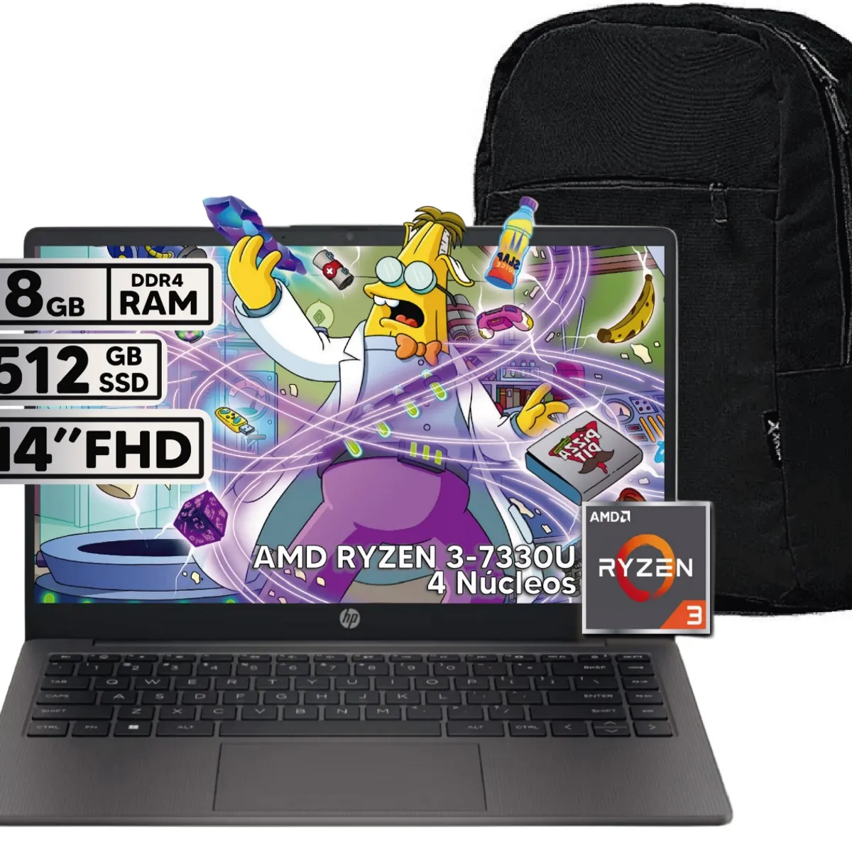 HP - PORTATIL HP 245 G10 AMD RYZEN 3 7330U 8GB RAM  512GB SSD PANTALLA 14" HD + BOLSO OBSEQUIO!!!