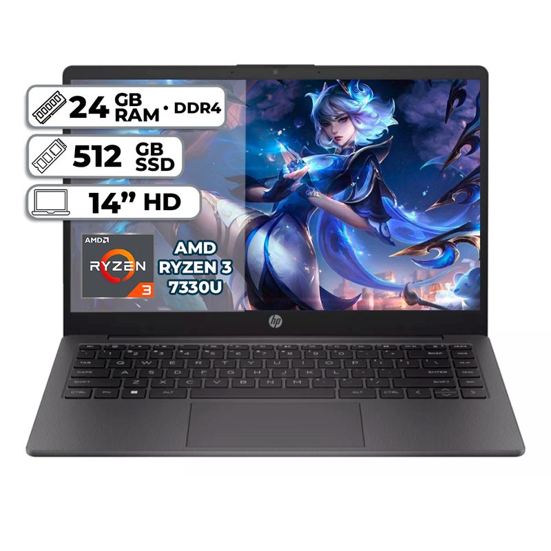 HP - PORTATIL HP 245 G10 AMD RYZEN 3 7330U 24GB RAM  512GB SSD PANTALLA 14" HD