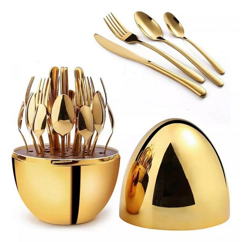 DAYOSHOP - Juego De Cubiertos 24pcs Acero Inoxidable + Estuche Huevo