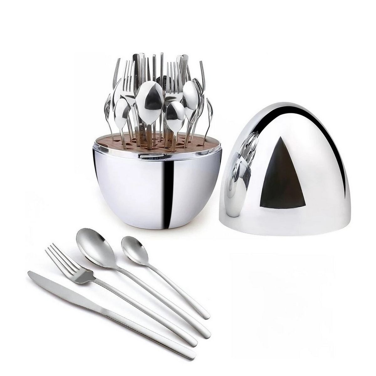GENERICO - Juego De Cubiertos 24pcs Acero Inoxidable + Estuche Huevo