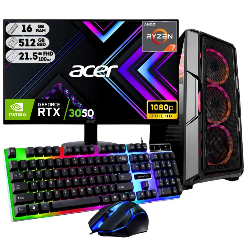 AMD - PC GAMER RYZEN 7 8700G /DDR5 16GB / SSD 512GB /B650M-B/ T.V. 3050 6GB / 600W