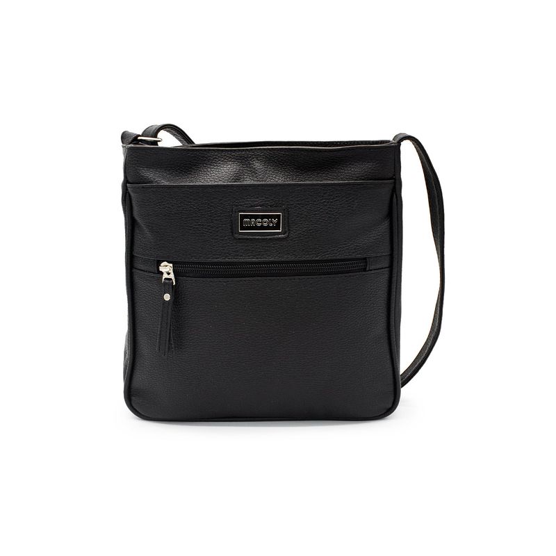 MACOLY - Bolso manos libres Macoly 861 cuero negro liso