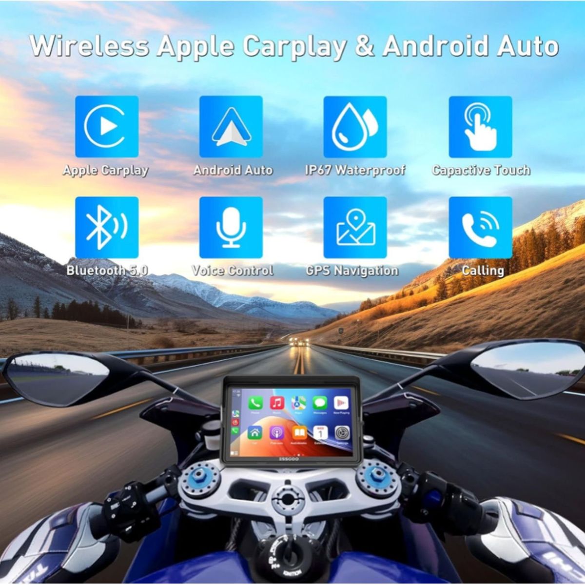 GENERICO - CarPlay y Android Auto inalambrico 5 pulgadas para Moto