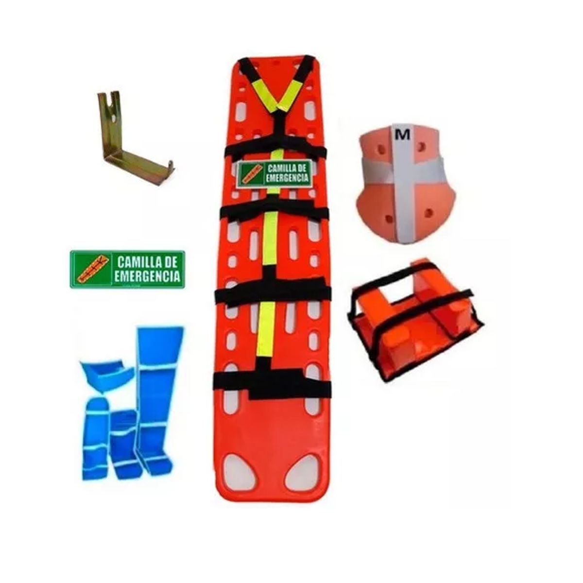 NACIONAL - CAMILLA EMERGENCIA ARNES SEÑAL INMOVILIZADOR CUELLO Y KIT EXTREMIDADES