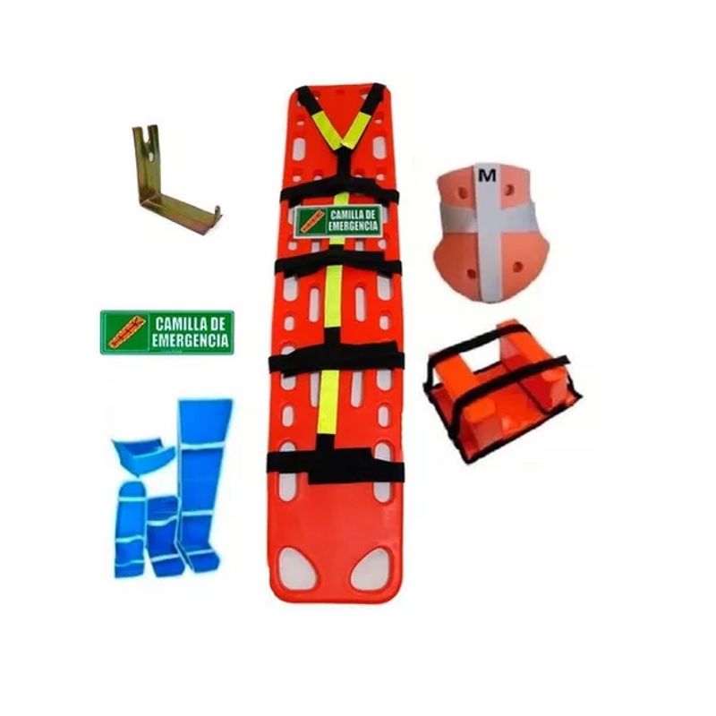 NACIONAL - CAMILLA EMERGENCIA ARNES SEÑAL INMOVILIZADOR CUELLO Y KIT EXTREMIDADES