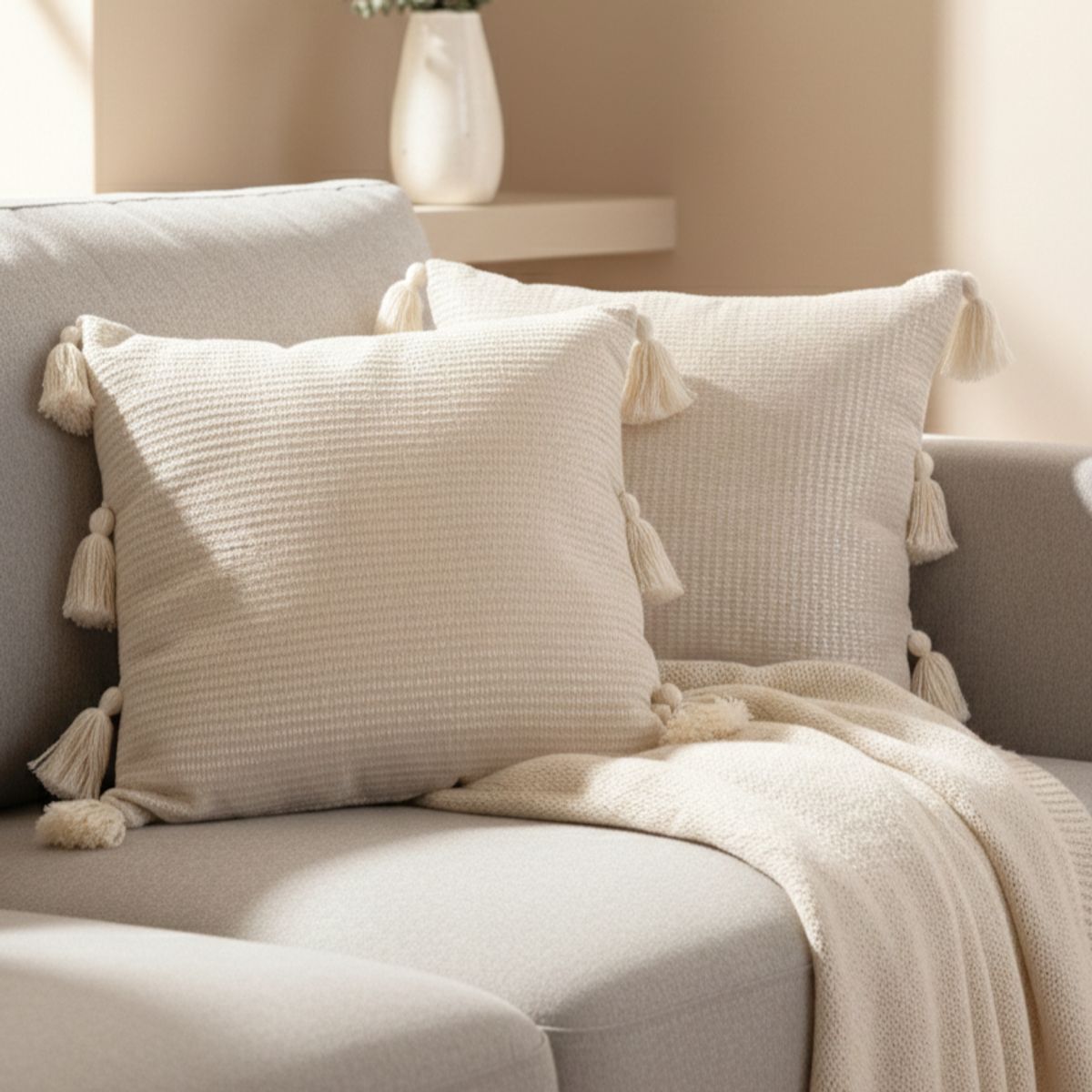 NOSSARENA - Set x 2 Cojínes Roberta de 50x50cm color greige