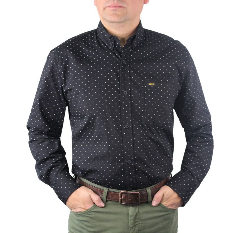 LEC LEE - Camisa Informal Hombre Lec Lee Negro