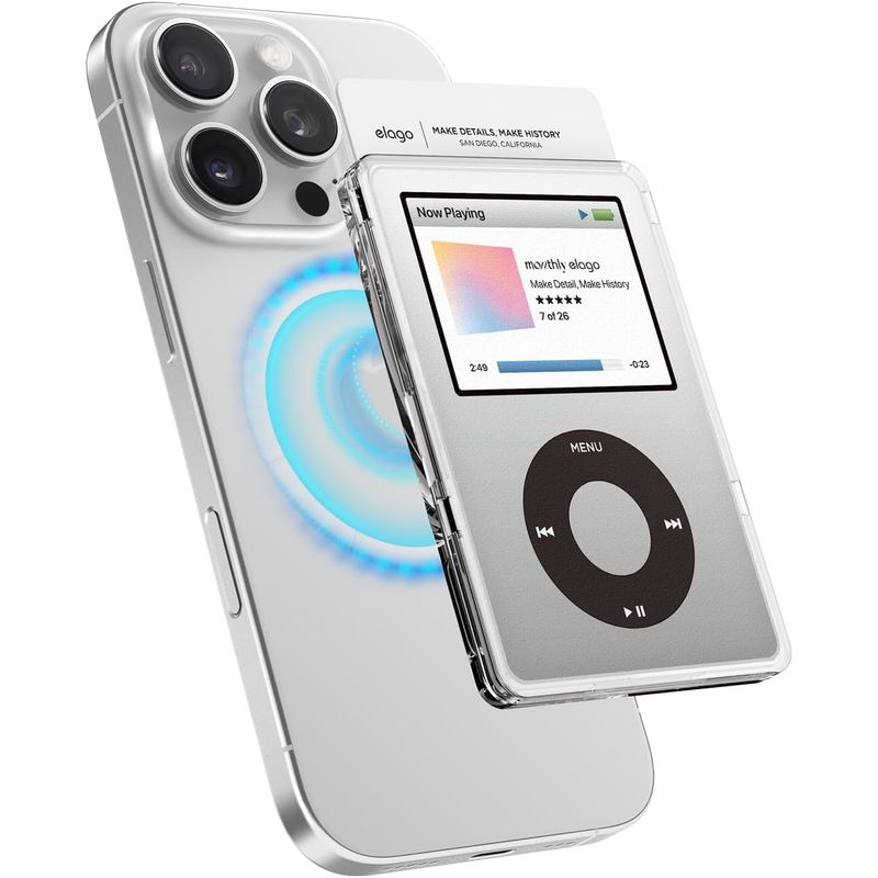 ELAGO - ELAGO Tarjetero Magnético Compatible Con Magsafe Diseño Ipod Plata