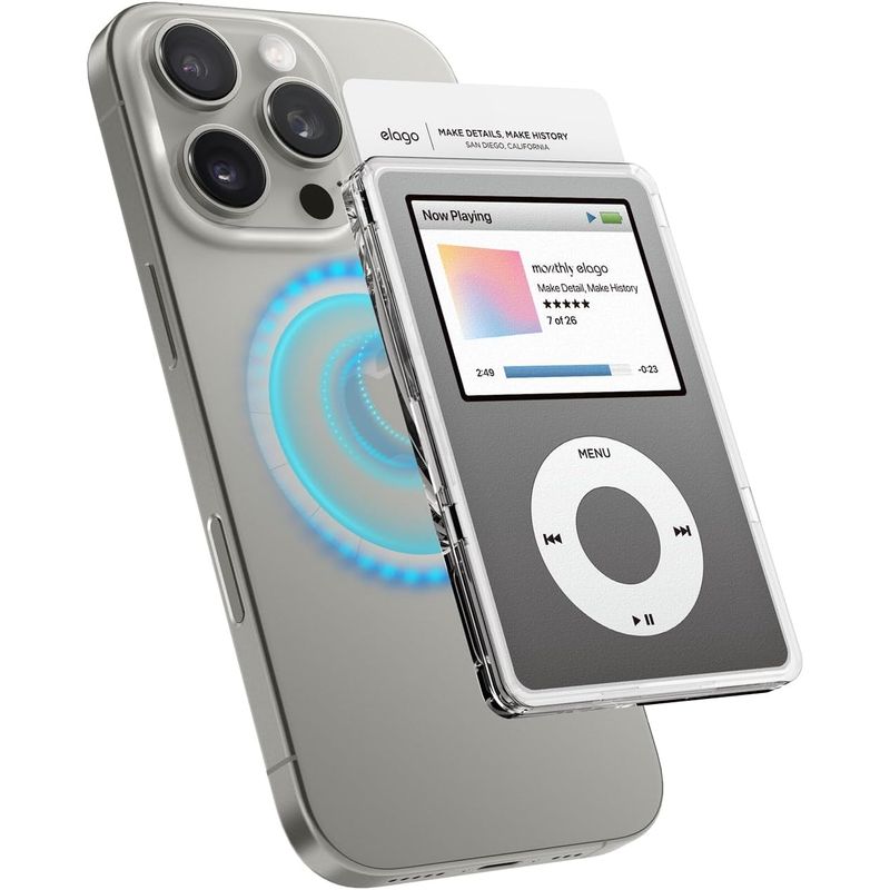 ELAGO - ELAGO Tarjetero Magnético Compatible Con Magsafe Diseño Ipod Gris
