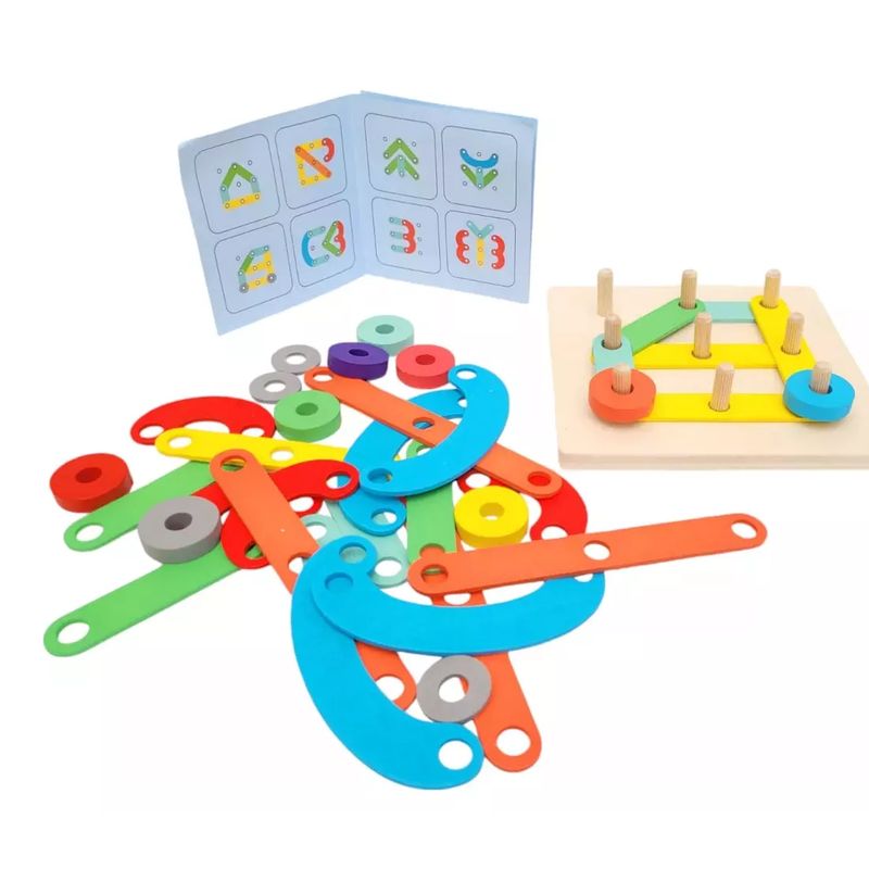 GENERICO - Juego Madera Geométrico Bar Shaped Montessori Geoplano Neo
