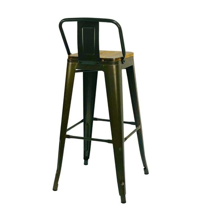 GENERICO - TABURETE METALICO TOLIX CON ESPALDAR ASIENTO MADERA